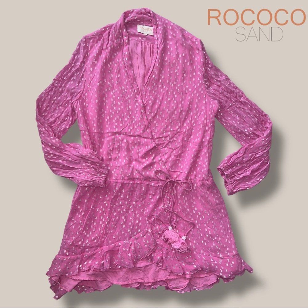 ROCOCO SAND Surplice Metallic Dress